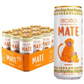 Acao Mate Mango Getränkedosen und eine einzelne Dose