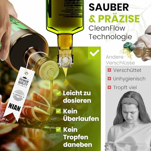 Ölflasche mit sauberem und präzisem Ausgießer