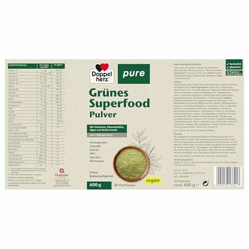 Verpackung von Doppelherz Grünes Superfood Pulver