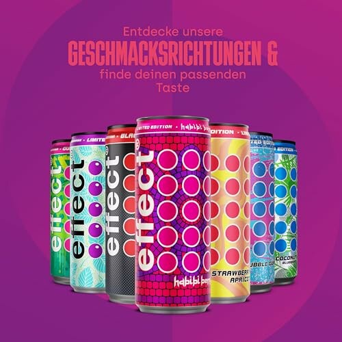 Verschiedene Dosen von Effect Energy Drinks in verschiedenen Geschmacksrichtungen.