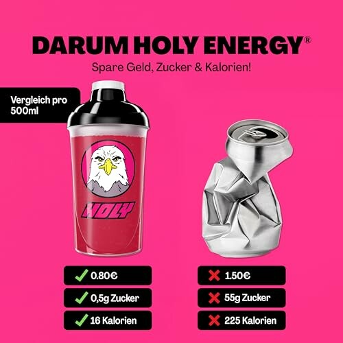 Vergleich zwischen Holy Energy und Limonade.