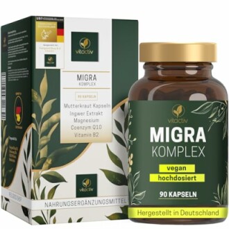 Migra-Komplex Nahrungsergänzungsmittel mit Ingwer und Magnesium, 90 Kapseln, vegan.