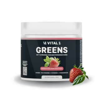 Vital 1 Greens Nahrungsergänzungsmittel mit Erdbeergeschmack