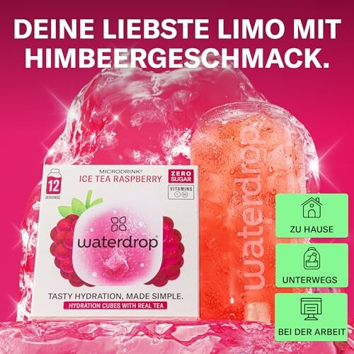 Waterdrop Getränkewürfel mit Himbeergeschmack auf Eis